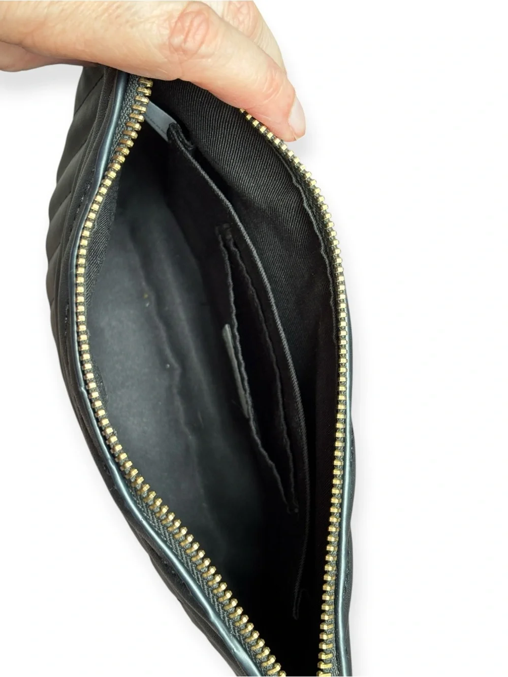A New Day Black Chevron Quilted Faux Leather Wristlet Clutch